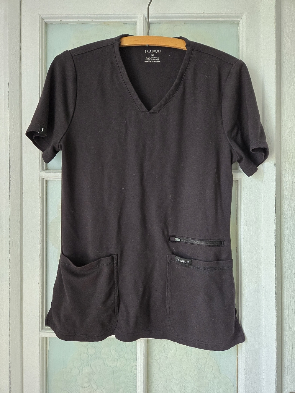 Jaanuu Black V-Neck Scrub Top Size M